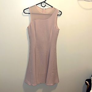 Reiss Dress Ribbed Mesh Back-Zip Flutter Skirt Blush Pink Size 6